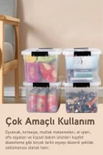 İronika 3'lü Saklama Kabı Yatay Dikdörtgen Kilitli Kapaklı Çok Amaçlı Oyuncak Saklama Kutusu 15-20-30 Litre - 2