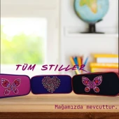 Kuromi Pembe Versatil Kalem, Silgi ve Kelebek Kabartmalı Kalem Çantası Seti  (Üçlü Set) - 7