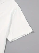 Baskılı Oversize Bisiklet Yaka T-shirt - Beyaz - 2