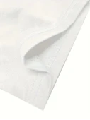 Baskılı Oversize Bisiklet Yaka T-shirt - Beyaz - 3