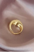 Metal Gold Renk Ayarlamalı Kadın Yüzük - 3