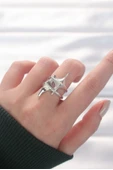 Yıldız Model Silver Renk Ayarlanabilir Yüzük thumbnail 1