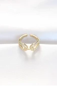 Zirkon Taşlı Gold Renk Ayarlanabilir Yüzük - 1