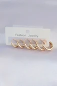Pirinç Gold Renk Oval Küpe Seti - 1
