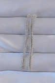 Pirinç Gümüş Renk Zirkon Taşlı Su Yolu Model Küpe - 1