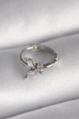 316L Çelik Gümüş Renk Zirkon Taşlı Kelebek Model Tragus Piercing - 1