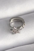 316L Çelik Gümüş Renk Zirkon Taşlı Yıldız Model Tragus Piercing - 1