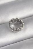 316L Çelik Gümüş Renk Zirkon Taşlı Yaprak Model Tragus Piercing - 1