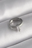316L Çelik Gümüş Renk Zirkon Taşlı Tragus Piercing - 1