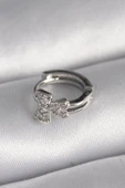 316L Çelik Gümüş Renk Zirkon Taşlı Kurdele Model Tragus Piercing - 1