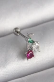 316L Çelik Gümüş Renk Zirkon Taşlı Tragus Piercing - 1