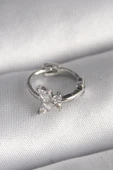 316L Çelik Gümüş Renk Zirkon Taşlı Kelebek Model Tragus Piercing - 1