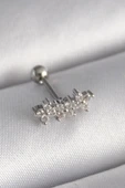 316L Çelik Gümüş Renk Zirkon Taşlı Yonca Tragus Piercing thumbnail 1