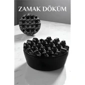 Kapaklı Zamak Döküm Yuvarlak Küllük Metal Kül Tablası - Kafe Küllüğü SİYAH - 2