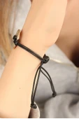LUCKY (Şanslı) Siyah Deri İpli Unisex Mood Bileklik - 2