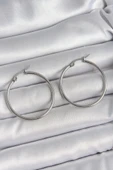 316 Çelik Gümüş Renk 33 mm Halka Model Kadın Küpe - 1