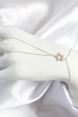 Pirinç Zirkon Taşlı Yıldız Model Gold Renk Kadın Şahmeran - 1