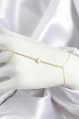 Pirinç Zirkon Taşlı Yonca Model Gold Renk Şahmeran - 1