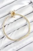 Pirinç Charm Zirkon Taşlı Taç Model Gold Renk Kadın Bileklik - 2