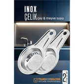 Inox Çelik Çay Süzgeci - Meyve Suyu Süzgeci  - Profesyoneller İçin 2 li SET Paslanmaz Çelik - 1