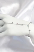 Pirinç Renkli Zirkon Taşlı Sallantılı Yıldızlı Model Gümüş Renk Kadın Şahmeran - 1