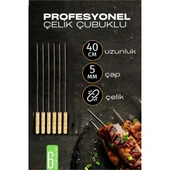 Çelik Şiş Çubuğu - Mangal Şişi Ahşap Saplı Kebap Şişi  6 Adet - 1
