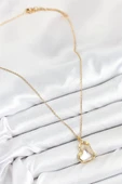 316L Çelik Zirkon Taşlı Kalp Model Gold Renk Kadın Kolye - 2