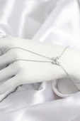 Pirinç Zirkon Taşlı Kelebek Model Gümüş Renk Şahmeran - 1