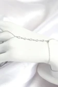 Pirinç Zirkon Taşlı Y Model Gümüş Renk Kadın Şahmeran - 1
