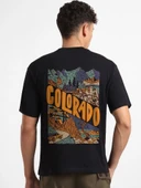 Erkek Baskılı Oversize T-shirt - Siyah thumbnail 2