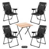 4 Adet Katlanır Kamp Sandalyesi ve Masa Seti - Rest - Siyah - 130 KG Taşıma thumbnail 1