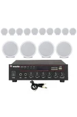 14’lü Beyaz Tavan Hoparlorlu 100V Ses Sistemi Paketi | Kafe, Mağaza ve Ofis Müzik Sistemi thumbnail 1