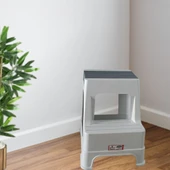 Çelik Ayna Zilkale Büyük Boy Çift Katlı Basamak Çok Amaçlı Dayanıklı Tabure Beyaz+Gri-254 thumbnail 6