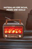Torima D72 Açık Kahve Nostalji Kablosuz Speaker Bluetooth Hoparlör Radyo Solar Panelli - 3