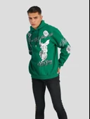 Erkek Kapüşonlu Strong Heykel Baskılı Sweatshirt - Yeşil - 1