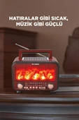 Torima D72 Kırmızı Ahşap Nostalji Kablosuz Speaker Bluetooth Hoparlör Radyo Solar Panelli thumbnail 3