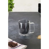 Çift Cidarlı Cam Kupa Gri Renk thumbnail 1