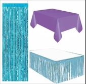 Mor Masa Örtüsü, Mavi Masa Eteği, Mavi Arka Fon thumbnail 1