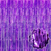 Mor Ekstra Metalize Saçaklı Arka Fon Perde - 2