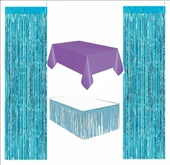 Mor Masa Örtüsü, Mavi Masa Eteği, 2 Mavi Arka Fon thumbnail 1