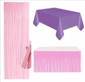 Mor Masa Örtüsü, Pembe Masa Eteği, Pembe Arka Fon thumbnail 1