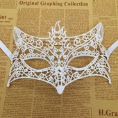 Beyaz Renk Dantel Kesim Balo Maskesi 7 No - 1