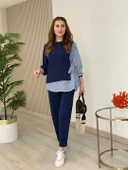 Kadın Gömlek Detay çizgili Yandan Bağlamalı Ikili Takım - 1