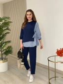 Kadın Gömlek Detay çizgili Yandan Bağlamalı Ikili Takım - 8