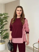 Kadın Gömlek Detay çizgili Yandan Bağlamalı Ikili Takım - 8