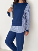 Kadın Gömlek Detay çizgili Yandan Bağlamalı Ikili Takım - 2