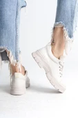 JANE Bağcıklı Ortopedik Taban Kadın Sneaker Spor Ayakkabı  CKT - Krem - 4