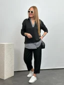 Polo Yaka Gömlek Detay Salaş Balon Pantolunlu ıkılı Takım thumbnail 7