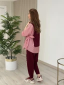 Kadın Gömlek Detay çizgili Yandan Bağlamalı Ikili Takım - 7