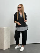 Polo Yaka Gömlek Detay Salaş Balon Pantolunlu ıkılı Takım thumbnail 6